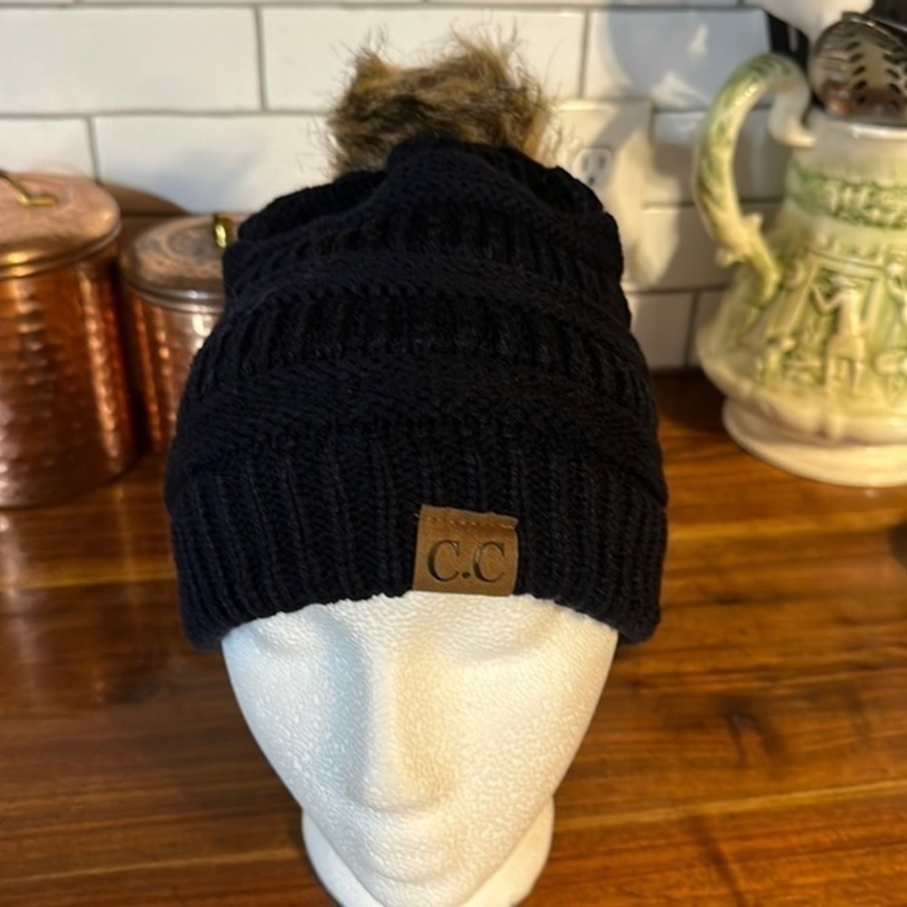 COPY - C C branded slouchy hat!! Beanie. New with Pom Pom